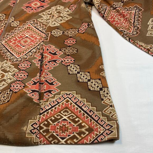Links Southwest Aztec Jacket Women's XL Brown Full Zip Cardigan Boho Red Gold - Picture 7 of 8
